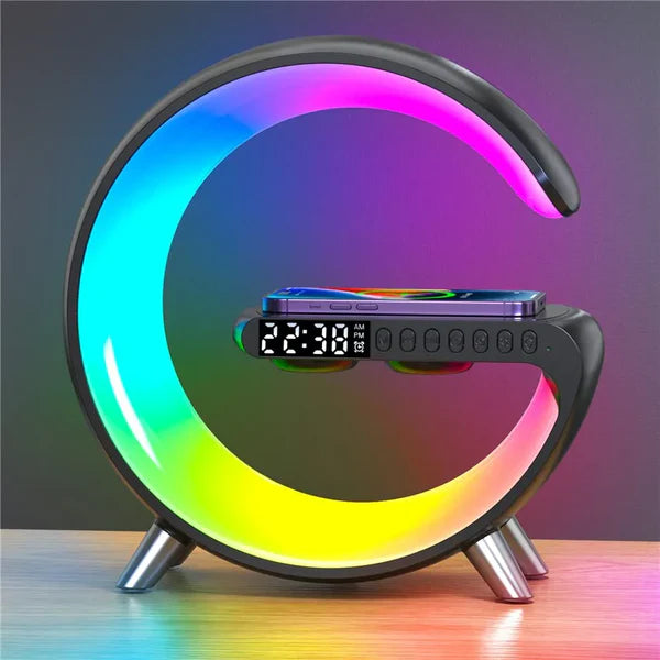 Luminária Caixa de Som G-Speaker Premium Com Carregamento por Indução Luz Led