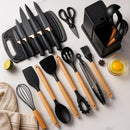 Kit Utensílios de Cozinha 19 Peças Preto Deluxe Gourmet