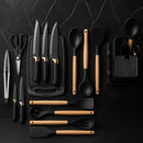 Kit Utensílios de Cozinha 19 Peças Preto Deluxe Gourmet